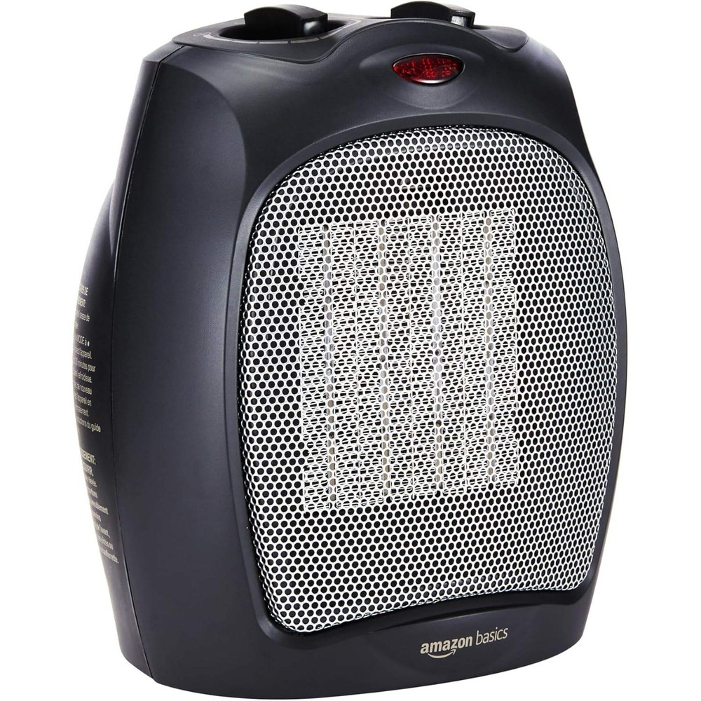 Amazon Basics Ceramic Space Heater 1500W Portable Indoor Black Small Room Heat